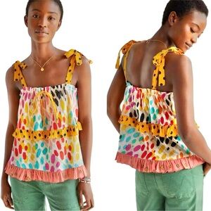 Conditions Apply Anthropologie Colorful Ruffles Layers Tiers Cami Tie Straps M